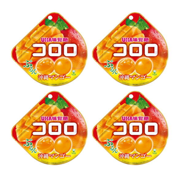 UHA Kororo Mango Gummy Candy, Pack of 4, 40g Each