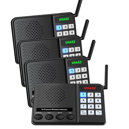 UHAXZ Wireless Intercom Long Range with Group Call Monitor Function (4 packs)