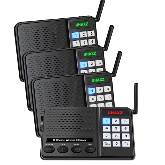 UHAXZ Wireless Intercom Long Range with Group Call Function (4 packs)