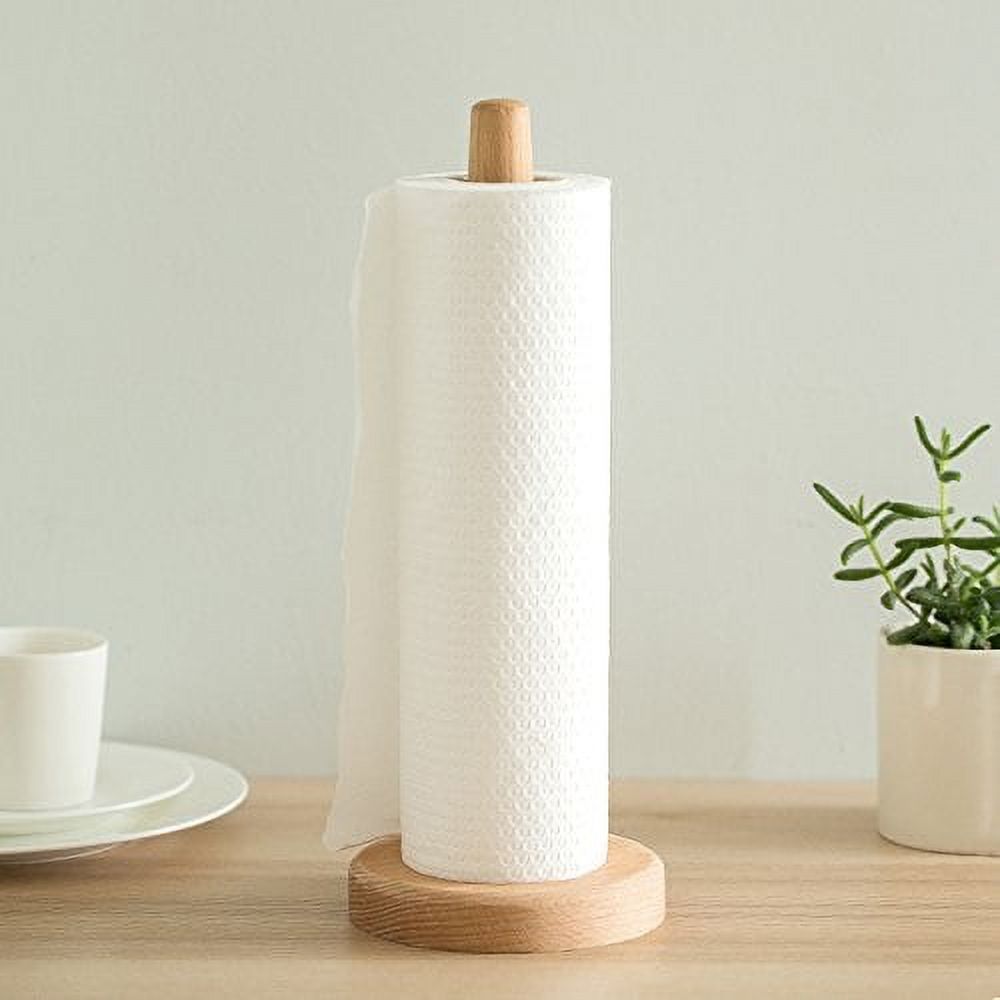 Natural Wood Countertop Paper Towel Holder Stand