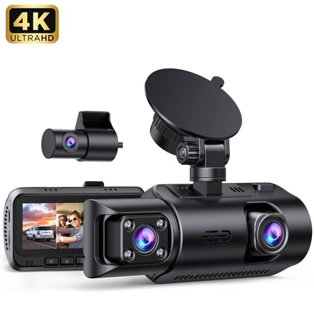 TOGUARD 3 Channel Dash Cam 2K+1080P+1080P with GPS, Front Rear Inside Car Camera, Super Night Vision, 24/7 Parking Mode, Loop Recording for Car Truck Taxi