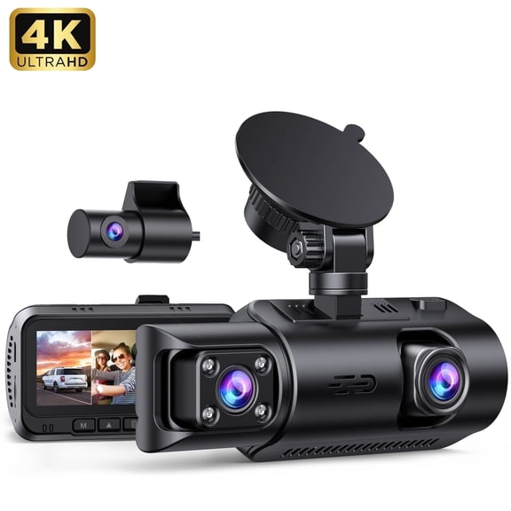 TOGUARD 3 Channel Dash Cam 2K+1080P+1080P with GPS, Front Rear Inside Car Camera, Super Night Vision, 24/7 Parking Mode, Loop Recording for Car Truck Taxi