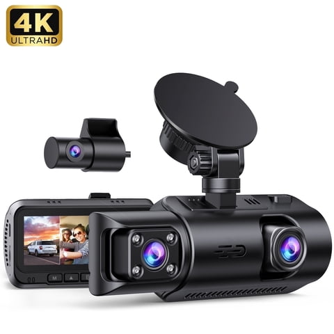 TOGUARD 3 Channel Dash Cam 2K+1080P+1080P with GPS, Front Rear Inside Car Camera, Super Night Vision, 24/7 Parking Mode, Loop Recording for Car Truck Taxi