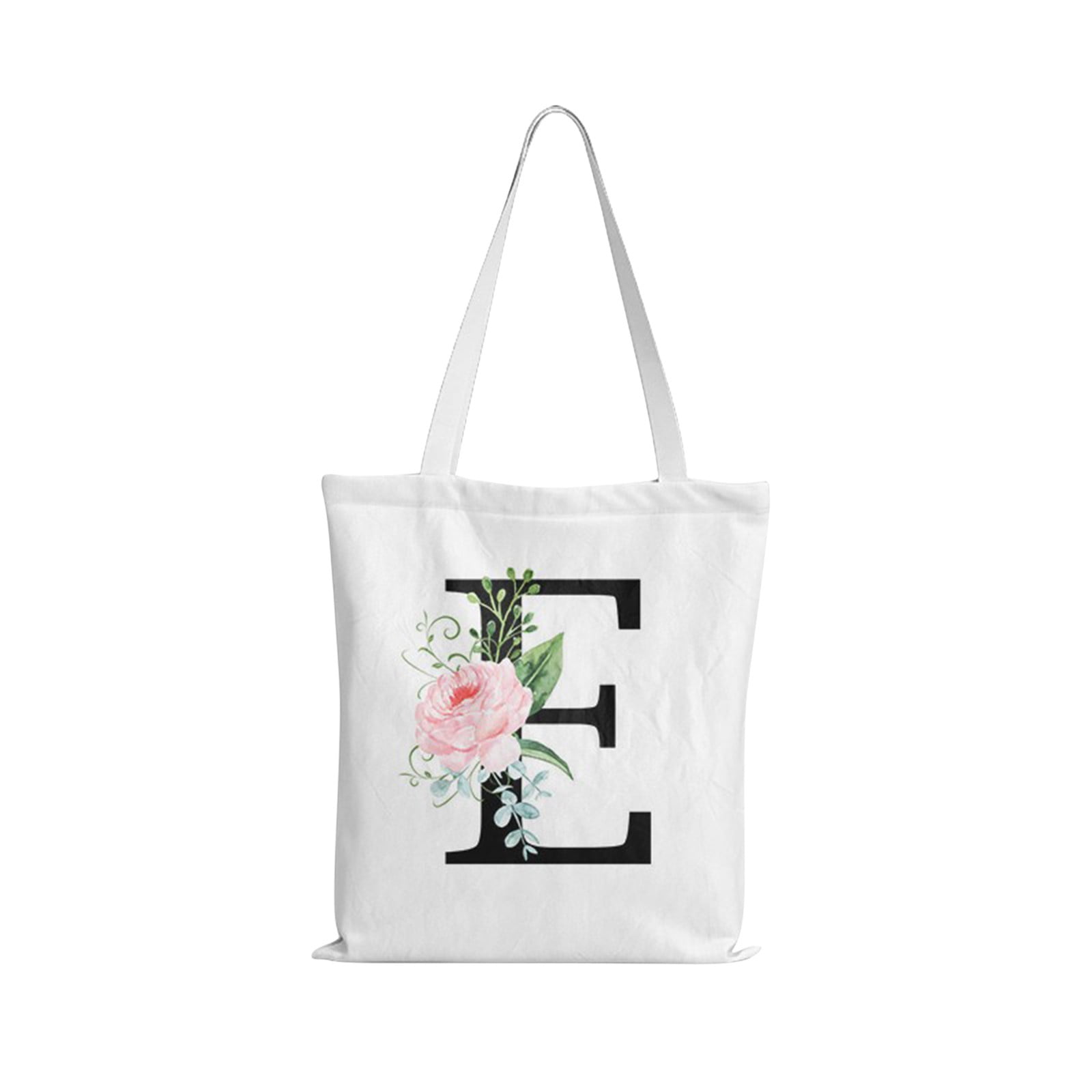 Initial Canvas Grocery Bag, Personalized Present Gift Tote Bag for Wedding  Birthday Holiday Reusable Grocery Bag Initial Letters for Women Teachers