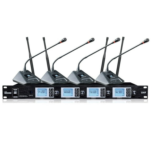 UHF Conference System 4 Channel Conference Microphone System Four Delegate mics