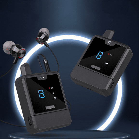 UHF IEM Wireless in-Ear Monitor System Audio-Mini UHF Rechargeable for Music Audio Monitoring Live Broadcast,1 x receiver 1 x transmitter,Black