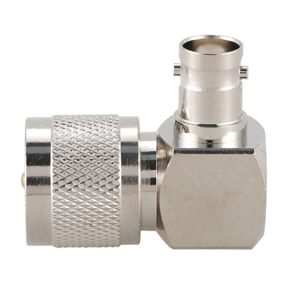 UHF PL259-259 Male to BNC Female Right Angle RF Adapter Connector, Silver [DB]