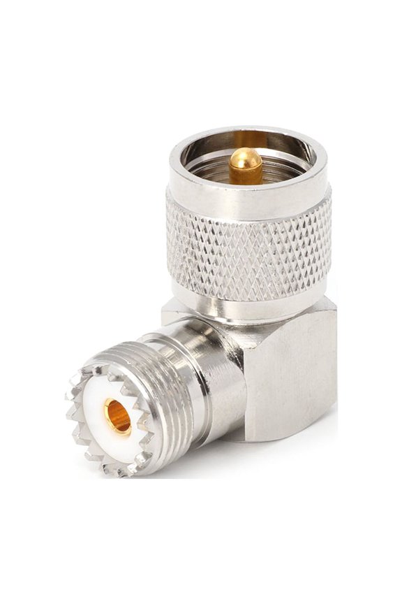 UHF PL259 Male Plug To SO239 Female Right 90 Degree RF Adapter