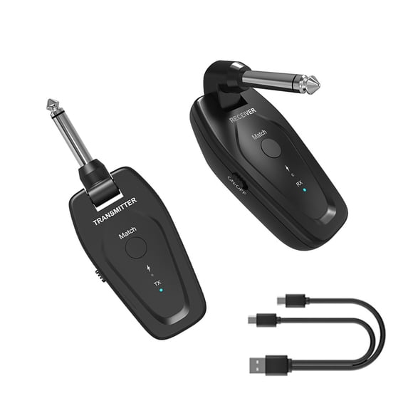 UHF Wireless Guitar System with 5H Working Time 90dB Dynamics Range for Electric and Bass Guitars