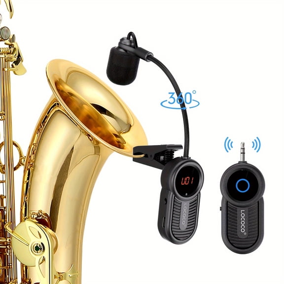 UHF Wireless Instruments Microphone, Saxophone Receiver And Transmitter With LED Digital Screen, 160ft Range, 360-degree Rotatable, Plug And Play, Great For Trumpet, Clarinet, Cello, Trombone, Horn