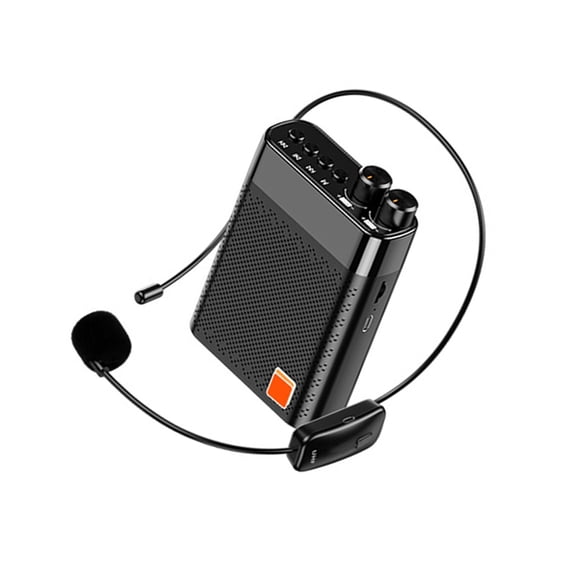 UHF Wireless Megaphone Teacher Loudspeaker Voice Amplifier Waist Hanging High Power Speaker U Disk Connection Black ,High Sound