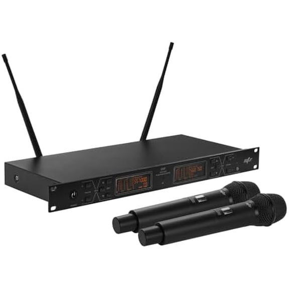 UHF Wireless Microphone (STZ-W5502), Dual Wireless Mics,w/ 2 Handhelds, 2x100 Channel Operation, 250ft Range, Dynamic Microphone for Singing, Karaoke, Church$$Music