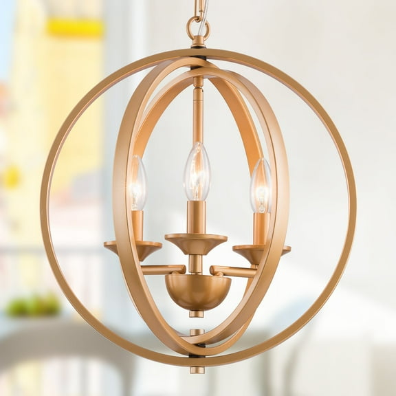 UHG 3-Light Orb Chandelier Modern, Globe Elegant Rustic Farmhouse Flush Mount Ceiling Light Fixture, Metal Pendant Lighting for Living&Dining Room Bedroom Hallway Kitchen Island Foyer