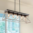 thumbnail image 1 of UHG 5-Light Farmhouse Chandelier for Kitchen Island, Rustic Rectangular Flush Mount Ceiling Light Fixture for Living&Dining Room, Height Adjustable Metal Pendant Lighting for Bedroom Hallway, 1 of 6