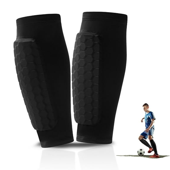 UHIAGREE Soccer Shin Guards, Calf Compression Sleeves with Honeycomb Pads, 1 Pair, M, Black