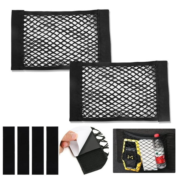UHIAGREE 2 packs Universal Cargo Net, Self Adhesive Car Storage Net,15.7*9.8in Car Organizer
