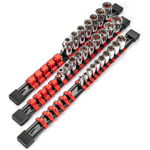 UHIAGREE 3 Piece Socket Organizer,Heavy Duty Tools-Socket Holders, Best Tool Trays in The Garage