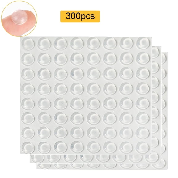 UHIAGREE 300 Pcs Cabinet Door Bumpers,Self Adhesive Clear Rubber Bumpers for Furniture and Drawers