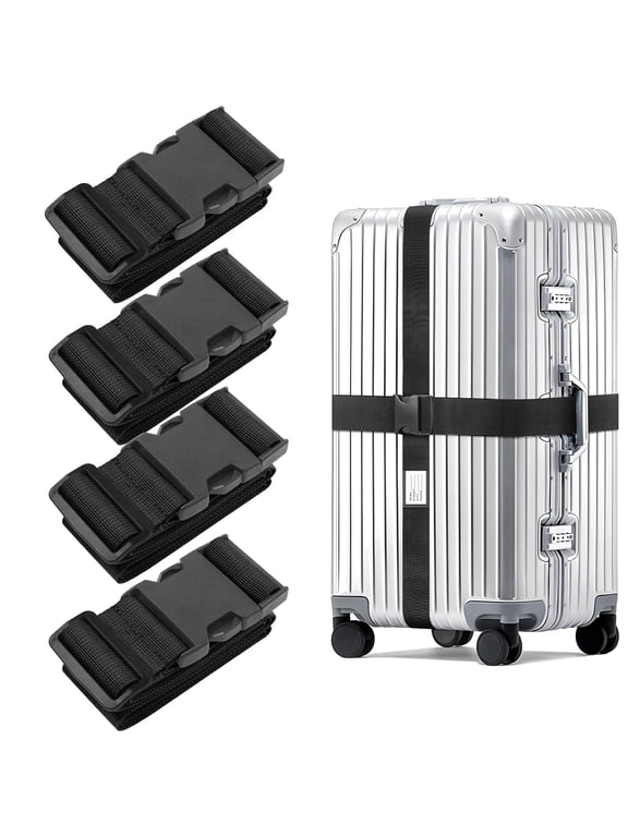 4 Pack Luggage Straps Suitcase Belt,70.9" Long Travel Adjustable Belt Strap with Lock,Black