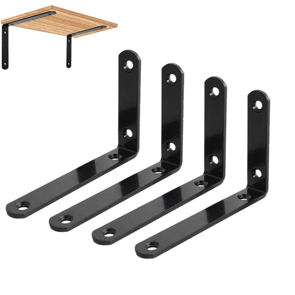 UHIAGREE 4 Pcs L Bracket Corner Brace Sets,4''5.8''Heavy Duty 90 Degree Metal L Bracket for Shelves