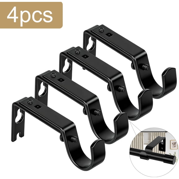 UHIAGREE Adjustable Curtain Rod Brackets Wall Mount, Heavy Duty Iron Holder for Curtains,4pcs