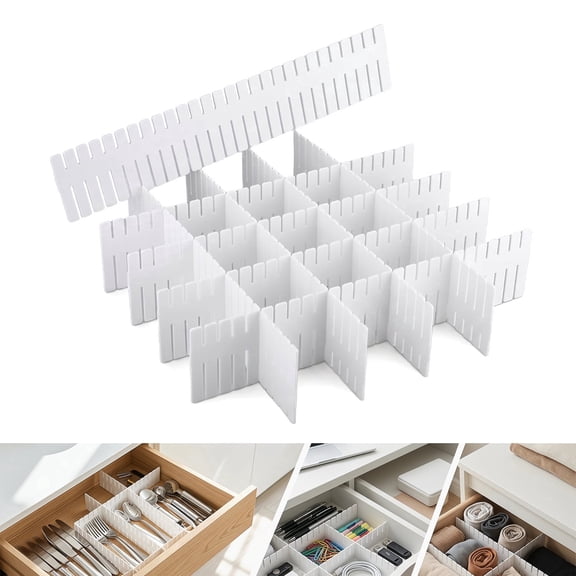 UHIAGREE Adjustable Drawer Dividers,40 pcs Djustable Dividers for Drawers Organizer for Socks(White)