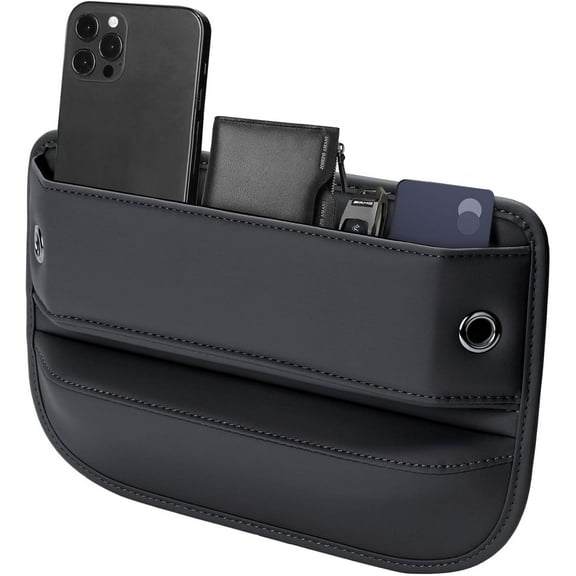 UHIAGREE Car Seat Gap Filler,Premium Leather Seat Gap Filler Organizer for Phone,Glasses,Keys,Black