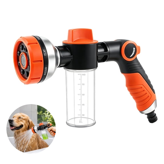 UHIAGREE Dog Washing Hose Attachment,Car Wash Foam Gun with 8 Spray Patterns for Garden Hose