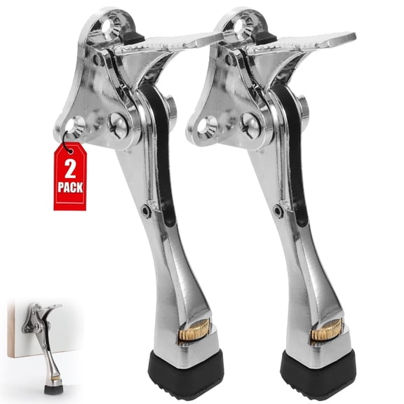 UHIAGREE One Touch Kickdown Door Stopper,2 packs Adjustable Heavy Duty Door Holder Stops, 4 inch