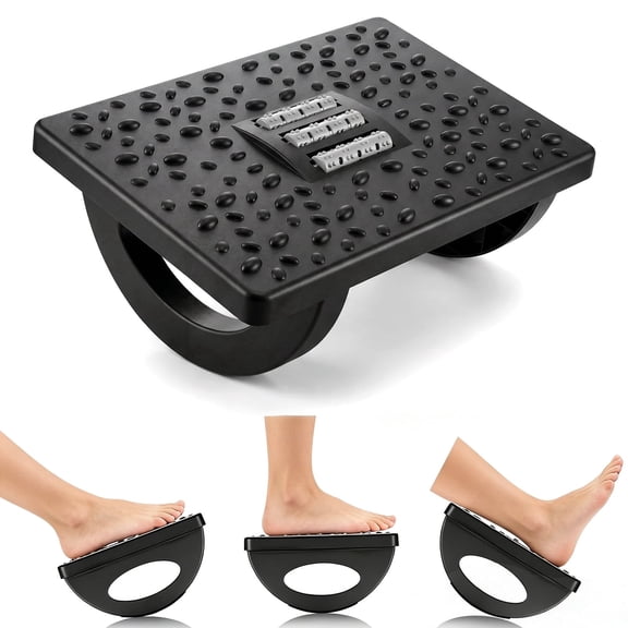 UHIAGREE Foot Rest for Under Desk at Work,Ergonomic Under Desk Foot Stool with Roller Massage, Black