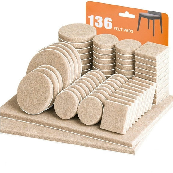 UHIAGREE 136 Pcs Felt Furniture Pad,Anti Slip Felt Furniture Pad with Adhesive for Chair Legs
