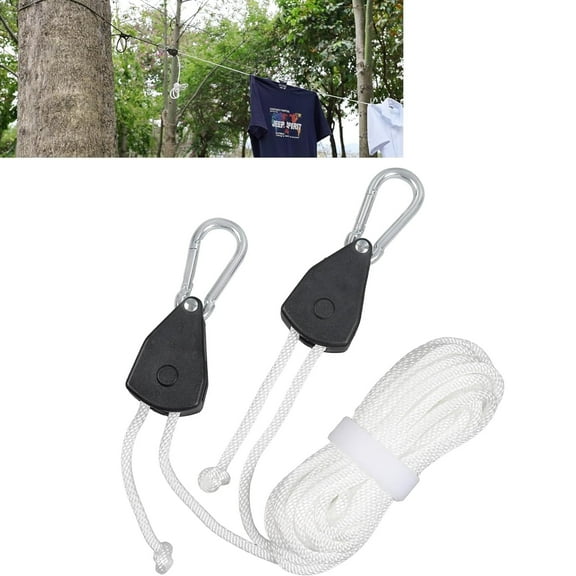 UHIAGREE Retractable Travel Clothesline,32.8ft Portable Outdoor Laundry Line with PulleysWhite