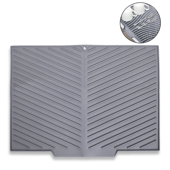 UHIAGREE Silicone Dish Drying Mat for Kitchen Counter,17.1×13.2in, Heat Resistant Drying Mat,Grey