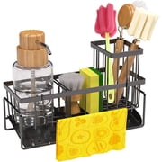 UHIAGREE Sink Caddy Sponge Holder for Kitchen, Sponge Holder for Kitchen Sink with Dishcloth Holders
