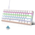 thumbnail image 1 of UHM 60% Wired Mechanical Gaming Keyboard,RGB Backlit Mini Keyboard with Blue Switch/Multimedia Keys,Waterproof Small Ultra-Compact 61 Keys Keyboard for PC/Mac Gamer,Typist,Travel,White, 1 of 10