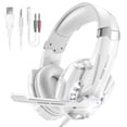 thumbnail image 1 of UHM Gaming Headset Wired for PS5 PS4 PC Xbox One Controller,Noise Cancelling Over Ear Headphones with Mic,LED Light,Bass Surround,Soft Memory Earmuffs for Laptop Mac,White, 1 of 8