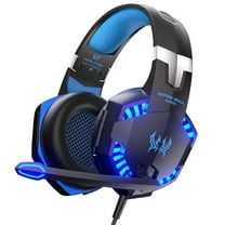 UHM Gaming Headset Wired for PS5 PC PS4 Switch, Over Ear Gaming Headphones with Surround Noise Cancelling Mic/RGB/3.5mm for Xbox/Blue