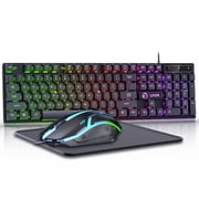 Wired Gaming Keyboard and Mouse Combo,RGB Backlit Mechanical Feel Gaming Keyboard Mouse Set with 104 Keys,USB Wired,RGB Lights for Windows PC Gamers Desktop Computer Laptop