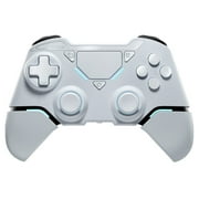 UHM Wireless Controller for P4/Pro/Slim/PC,Bluetooth Gamepad Remote Joystick with LED Light/Double Shock/Touchpad/Stereo Headphone Jack/Six-axis Motion/Programmable/Turbo,Technology White