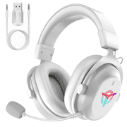 UHM Wireless Gaming Headset for PS5/PS4/PC/ Nintendo Switch,Foldable Over Ear 2.4G/Bluetooth Gaming Headphones with Detachable Noise-Canceling Microphone,Stereo Sound ,Wired Mode for Xbox,White