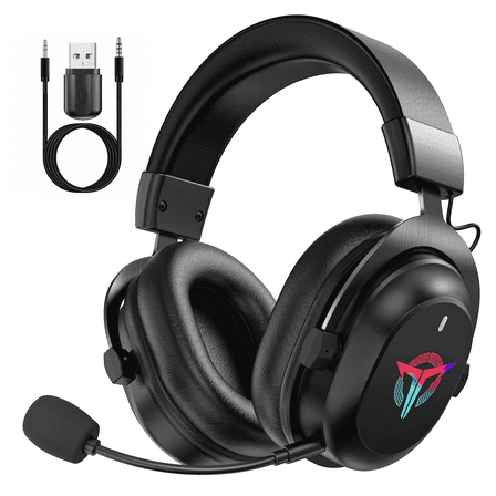 UHM Wireless Gaming Headset for PS5/PS4/PC/ Nintendo Switch,Foldable Over Ear 2.4G/Bluetooth Gaming Headphones with Detachable Noise-Canceling Microphone, Stereo Sound ,Wired Mode for Xbox,Black