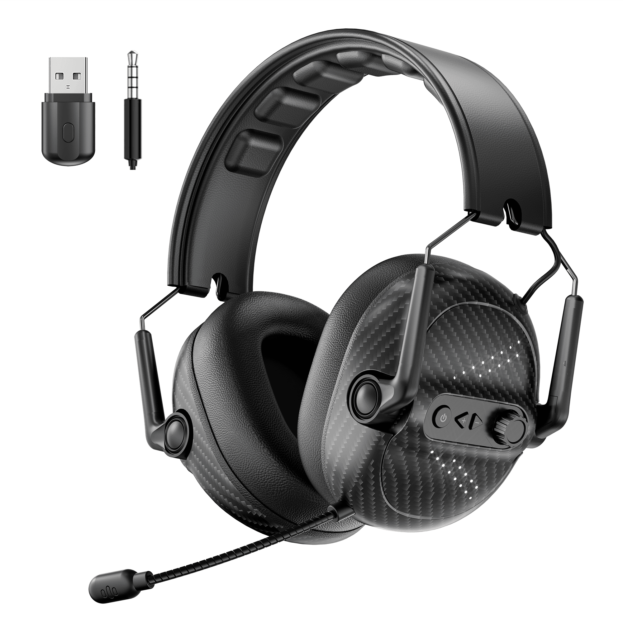 UHM Wireless Gaming Headset for PC/PS4/PS5/ Nintendo Switch,Foldable Over Ear 2.4G/Bluetooth Gaming Headphones with Detachable Noise-Canceling Mic 7.1 Surround Sound ,3.5mm Wired Mode for Xbox Series
