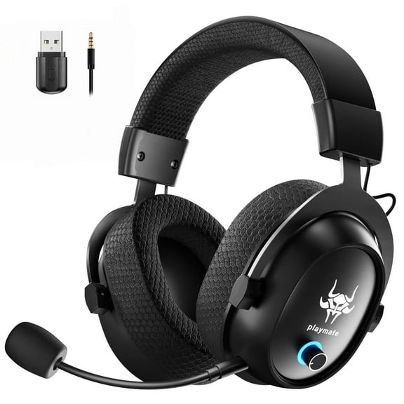 UHM Wireless Gaming Headset for PS5/PS4/PC/ Nintendo Switch,Over Ear 2.4G/Bluetooth Gaming Headphones with Detachable Noise-Canceling Microphone, Stereo Sound, Lightweight,3.5MM,Black