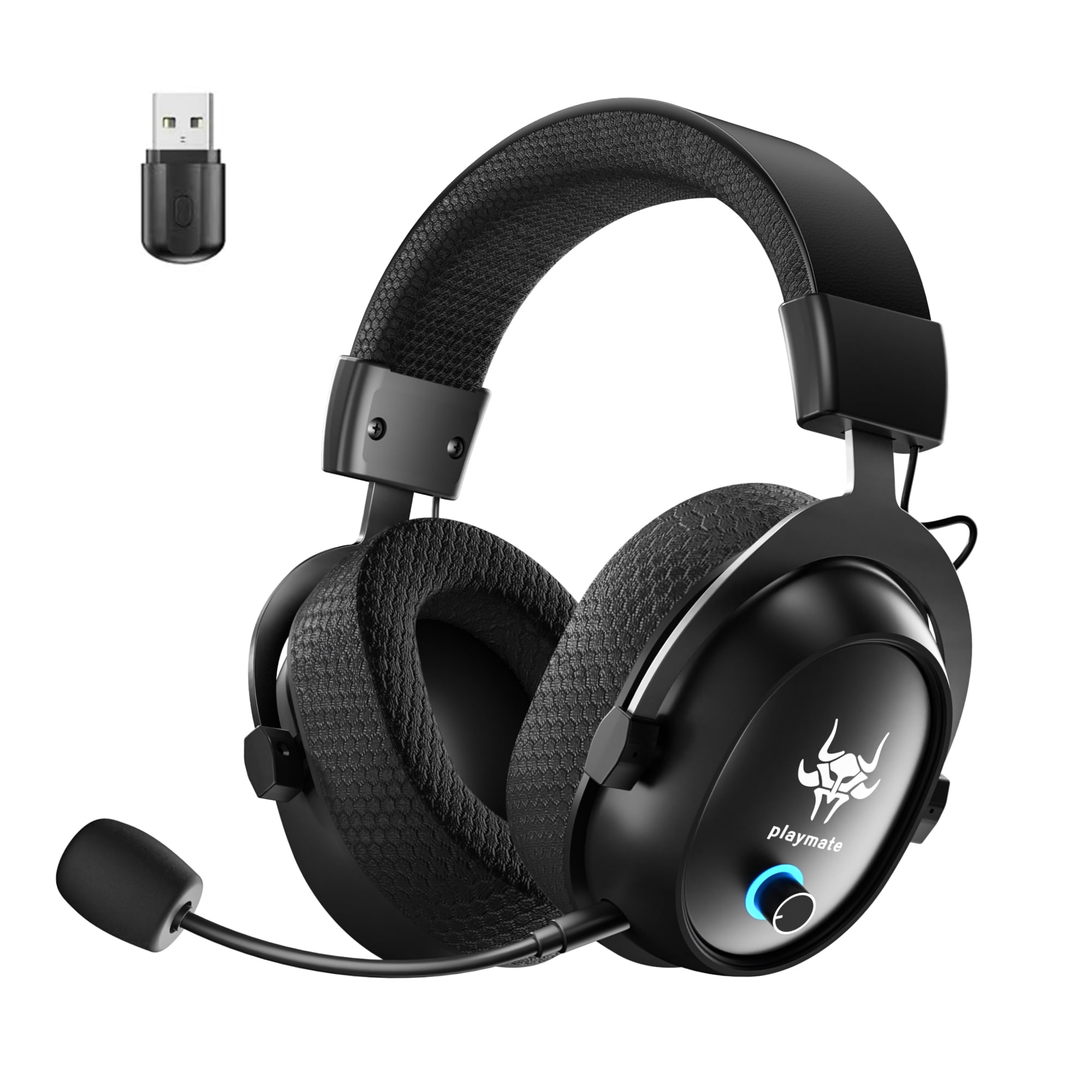 Free Shipping UHM Wireless Gaming Headset for PC PS4 PS5 Nintendo Switch Over Ear 2.4G Bluetooth Gaming Headphones with Detachable Noise Canceling Microphone Stereo Sound Lightweight One button Contro...