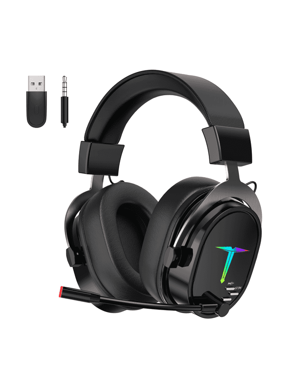 UHM Wireless Gaming Headset for PC/PS4/PS5/ Nintendo Switch, Over Ear 2.4G/Bluetooth Gaming Headphones with Noise-Canceling Microphone, 7.1 Surround Sound, 3.5mm Wired Mode for Xbox Series, Black