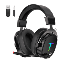 UHM Wireless Gaming Headset for PC/PS4/PS5/ Nintendo Switch, Over Ear 2.4G/Bluetooth Gaming Headphones with Noise-Canceling Microphone, 7.1 Surround Sound, 3.5mm Wired Mode for Xbox Series, Black