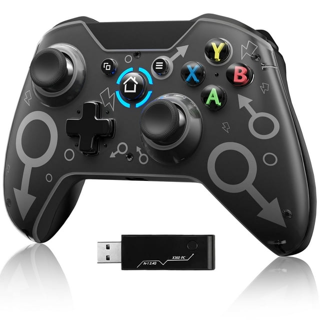 UHM X360 Controller Wireless for Xbox 360/Xbox 360 Slim,2.4GHz Gamepad Remote Joystick Wireless PC Gaming Controller for PC Windows 10/8/7 with Receiver,Gray (NOT for Xbox/Xbox One)