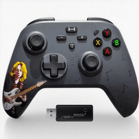 UHM Wireless Controller for Xbox One/One S/Series S/Series X/PS3/PC,Xbox 1 Controller Wireless with 2.4G Adapter Programmable Dual Vibration Turbo Function, Music Black[Need Update]
