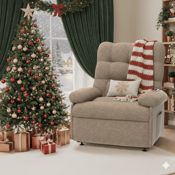 UHOMEPEO Electric Recliner Chair with Remote Control, Modern Ergonomic Lounge Recliner with Side Pocket for Adults and Elderly, Single Sofa for Living Room Home Theater, Brown