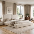 Soft Box Box Spring UHOMEPEO King Size Boucle Bed Frame, Soft Upholstered Cloud Bed Frame ...
